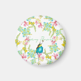 Vår blommor vattenfärg magnet