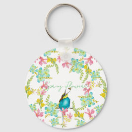 Vår blommor vattenfärg nyckelring