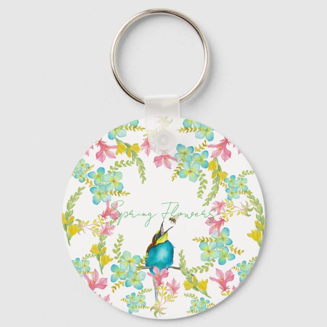 Vår blommor vattenfärg nyckelring (Framsida)