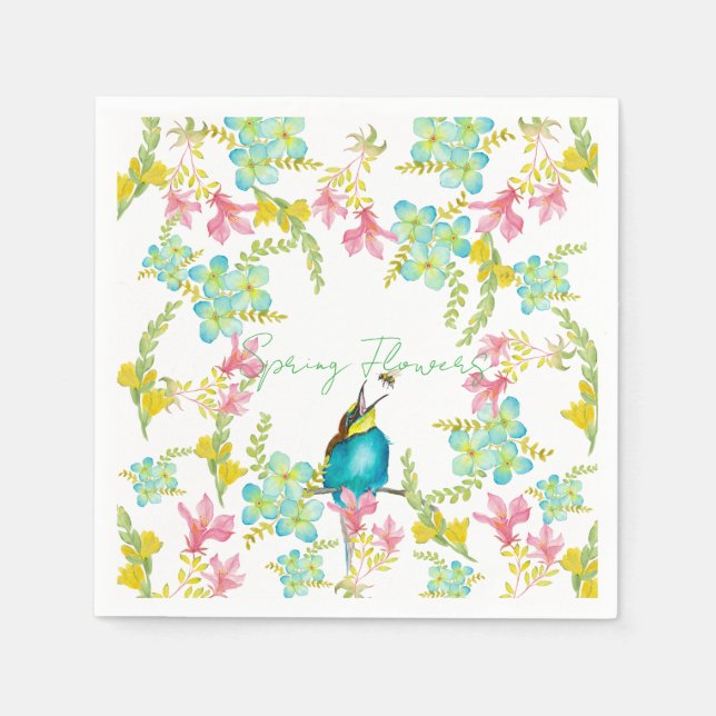 Vår blommor vattenfärg pappersservett (Framsidan)