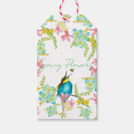 Vår blommor vattenfärg presentetikett