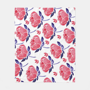 Vår blommor, vattenfärgen, sömlös mönster. fleecefilt