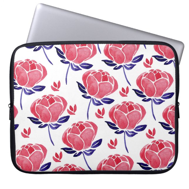 Vår blommor, vattenfärgen, sömlös mönster. laptop fodral (Framsidan)