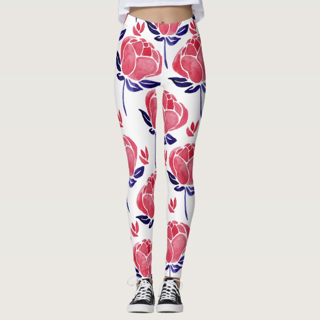 Vår blommor, vattenfärgen, sömlös mönster. leggings (Framsida)