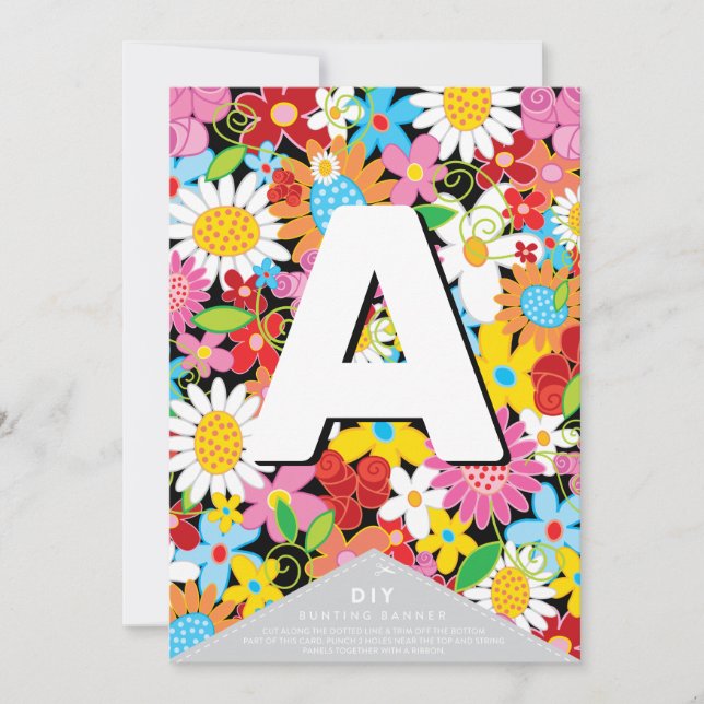 Vår blommor Whimsical Garden DIY Bunting Banner (Framsida)