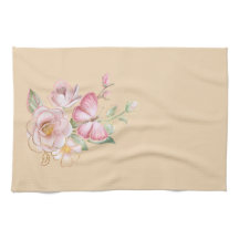 Vår blommor White Rosa Gult Kitchen Towel