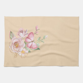 Vår blommor White Rosa Gult Kitchen Towel Kökshandduk