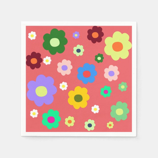 Vår blommor Y2K Retro Mönster Pappersservett (Framsidan)