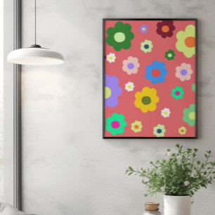 Vår blommor Y2K Retro Mönster Poster