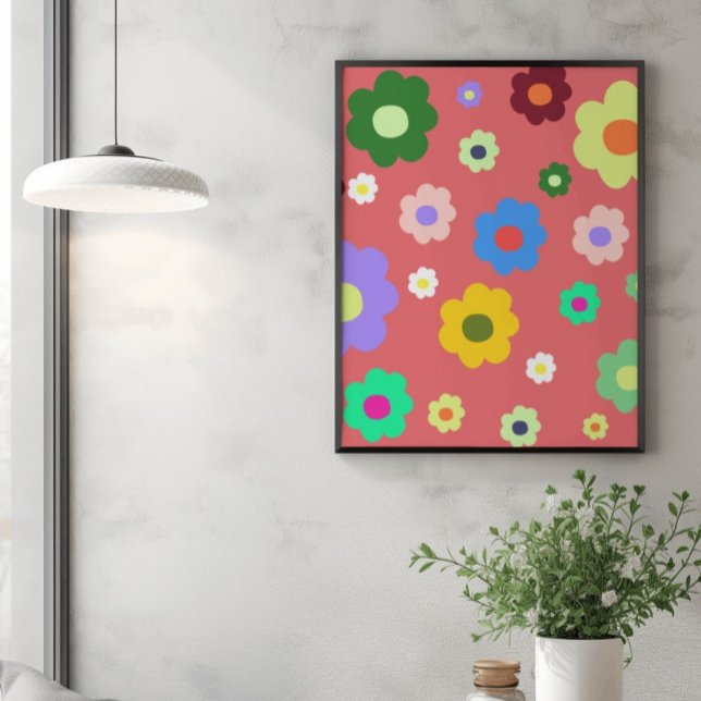 Vår blommor Y2K Retro Mönster Poster (Skapare uppladdad)