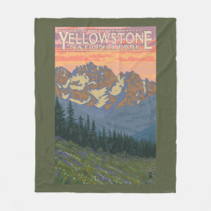 Vår blommor - Yellowstone nationalpark Fleecefilt