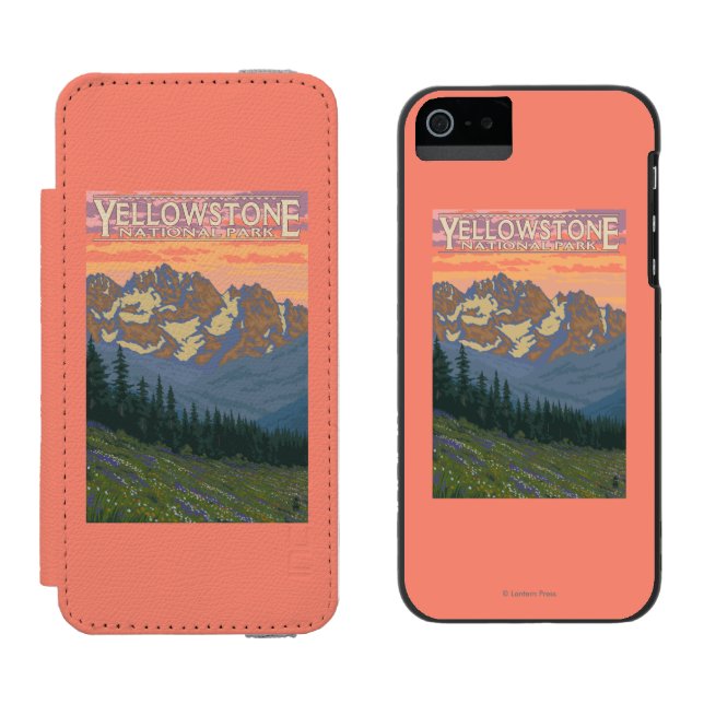 Vår blommor - Yellowstone nationalpark Incipio iPhone Wallet Skal (Sida vid Sida)