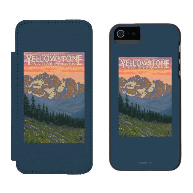Vår blommor - Yellowstone nationalpark Incipio iPhone Wallet Skal (Sida vid Sida)