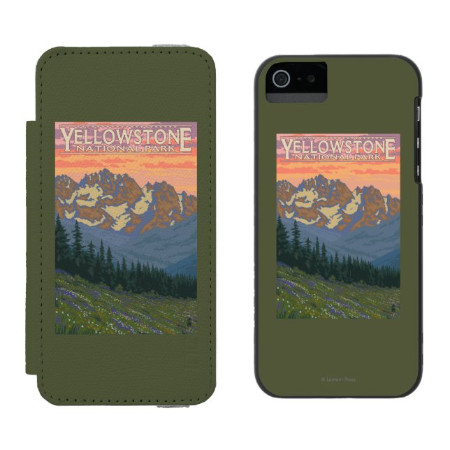 Vår blommor - Yellowstone nationalpark Incipio iPhone Wallet Skal (Sida vid Sida)