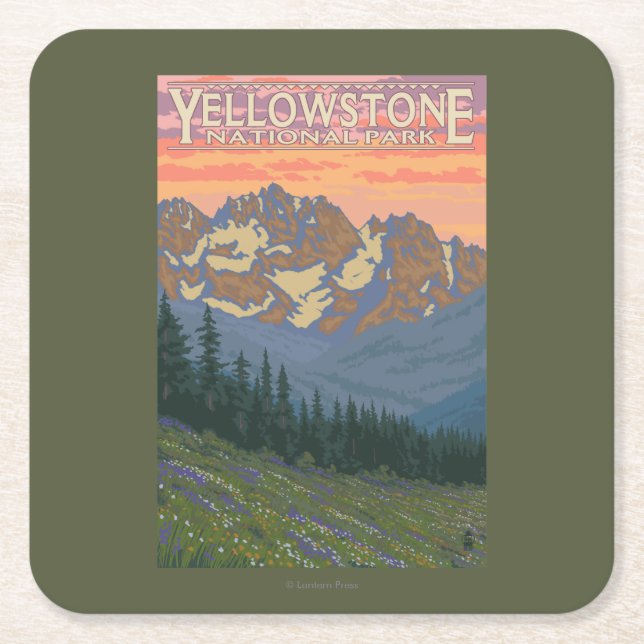 Vår blommor - Yellowstone nationalpark Underlägg Papper Kvadrat (Framsidan)
