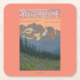 Vår blommor - Yellowstone nationalpark Underlägg Papper Kvadrat