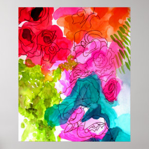 Vår blommorabstrakt blommar akvarellkonst poster