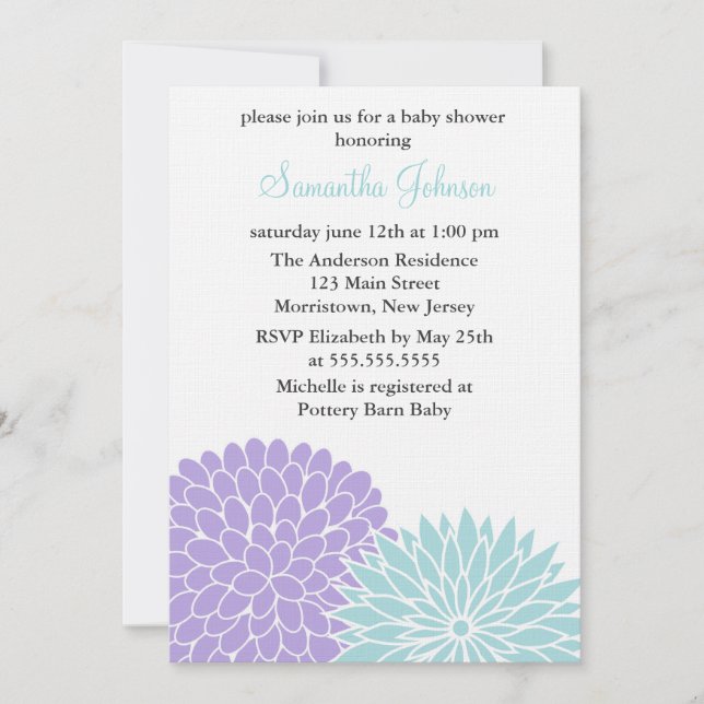 Vår blommorbaby shower inbjudningar (Framsida)