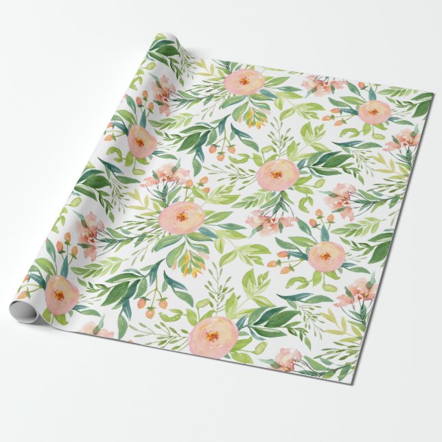 Vår blomster mönster presentpapper (Utrullad)