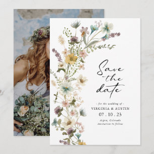 Vår blomsterfoto spara datum kort