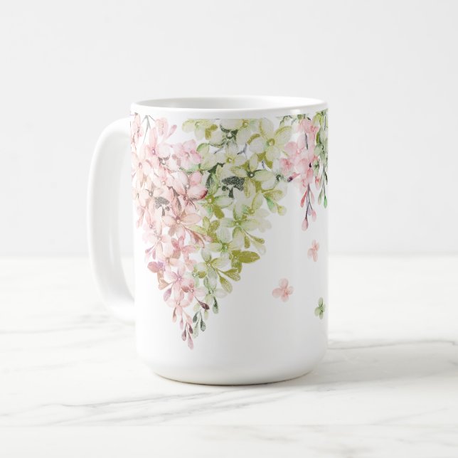 Vår blomsterhjärta bröllop kaffemugg (Framsida vänster)