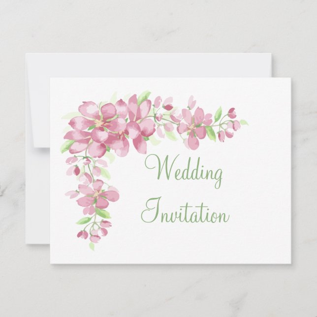 Vår blomsterig körsbärsblommande bröllopsinbjudan inbjudningar (Framsida)