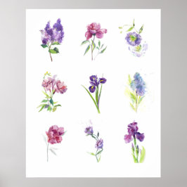 Vår blomsterstudie Akvarell Väggkonst