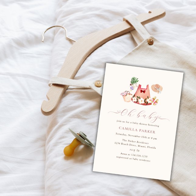 Vår Blomsterträdgård Girl Clothes Baby Shower Inbjudningar (Spring Flower Garden Girl Clothes Baby Shower Invitation)