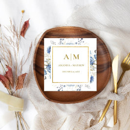 Vår Bloom Bröllop i vid marinblått Blommigt Pappersservett