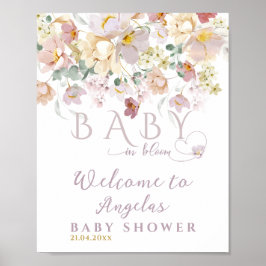 Vår Bloom Wildblommes Lila Girl Baby Shower Poster