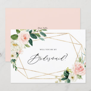Vår Blooms Geometric kommer du att bli min bridesm Inbjudningar