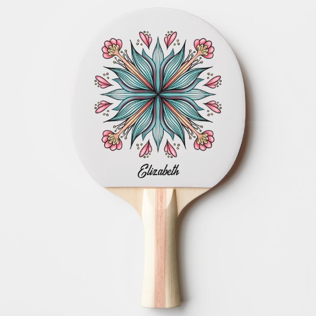 Vår Blooms: Geometrisk Blommigt Pingisracket (Framsidan)