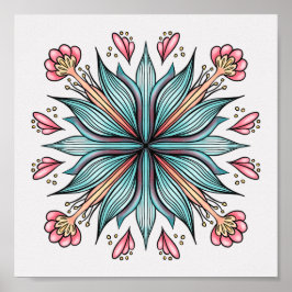 Vår Blooms: Geometrisk Blommigt Poster