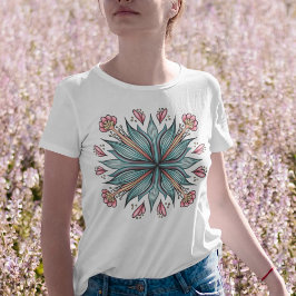 Vår Blooms: Geometrisk Blommigt T Shirt