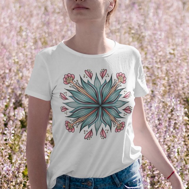 Vår Blooms: Geometrisk Blommigt T Shirt (Skapare uppladdad)