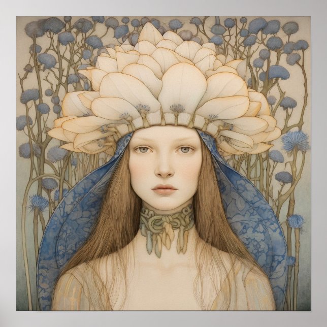 Vår Bluebell Flower Girl Art Skriv ut Poster (Framsidan)