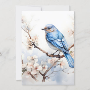 Vår Bluebird i Blossoming Träd Julkort