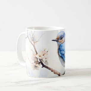 Vår Bluebird i Blossoming Träd Kaffemugg