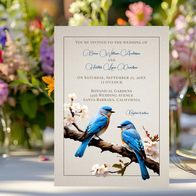 Vår Bluebirds Bröllop Inbjudningar (Spring Bluebirds Wedding Invitation)