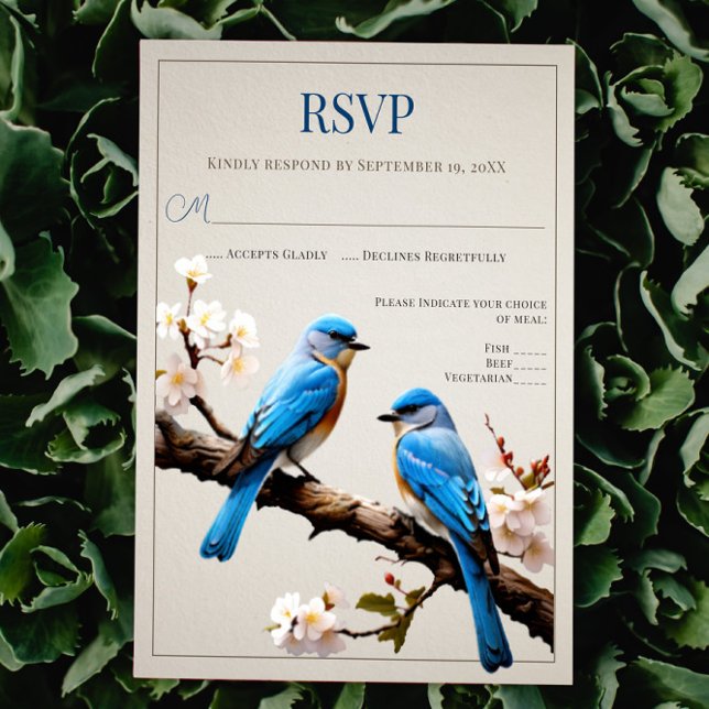 Vår Bluebirds Bröllop OSA Kort (Spring Bluebirds Wedding RSVP)