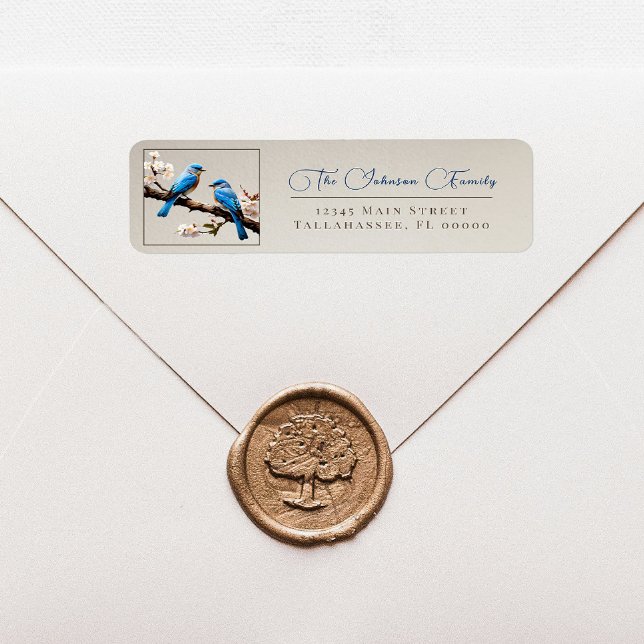 Vår Bluebirds Bröllop Returadress Returadress Etikett (Spring Bluebirds Wedding Return Address Labels)