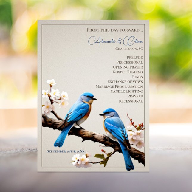 Vår Bluebirds Bröllopsprogram (Spring Bluebirds Wedding Program)