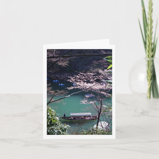 Vår Boating in Arashiyama, Kyoto, Japan Kort (Framsida)
