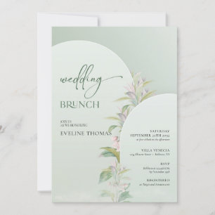 Vår boho arch greenery bröllop brunch inbjudningar