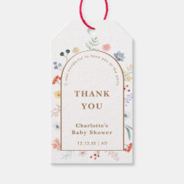 Vår Boho Arch Wildblomme Blommigt Baby Shower Presentetikett
