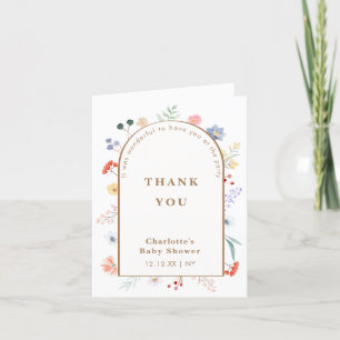 Vår Boho Arch Wildblomme Blommigt Baby Shower Tack Kort