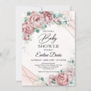 Vår boho dusty rosa ros blommigt eucalyptus inbjudningar