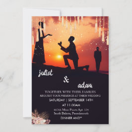 Vår boho, vår moderna elegant Twilight Bröllop Inbjudningar