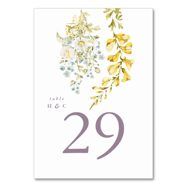 Vår Boho Wildblomma Pampas Bröllop Bordsnummer (Framsidan)
