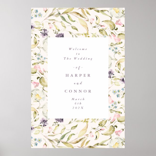 Vår Boho Wildblomma Pampas Bröllop Poster (Framsidan)